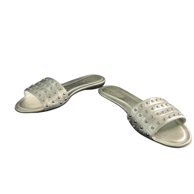 Tod's Womens Studded slides Size 38 Sandals Silver 