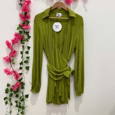 Princess Polly Womens Long Sleeve Mini Dress Size 14 Green 