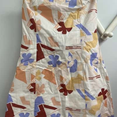 Pepper Mayo BRAND NEW WITH TAGS  Bustier Womens  Size 16 Mini Dress Blue / Brown / Cream / Peach 