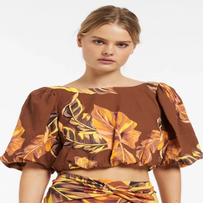 JETS Australia Womens Palmas puff sleeve top Size M RRP $140