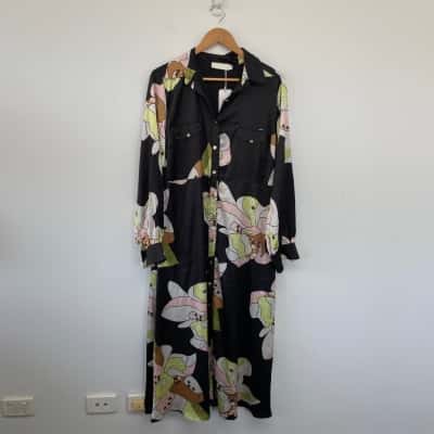 Gingham & Heels Black Astrid Awler Midi Dress Size 16 