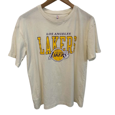 NBA LA Lakers Mens  Size M Short Sleeve Shirt Cream 