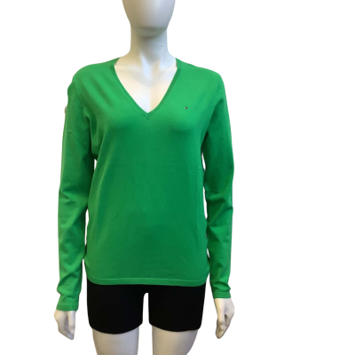 New - Tommy Hilfiger Womens Size M V Neck Jumper Kelly Green
