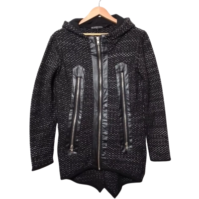 Red Bridge Women's  Size S Black and White Hooded Knit Jacket 