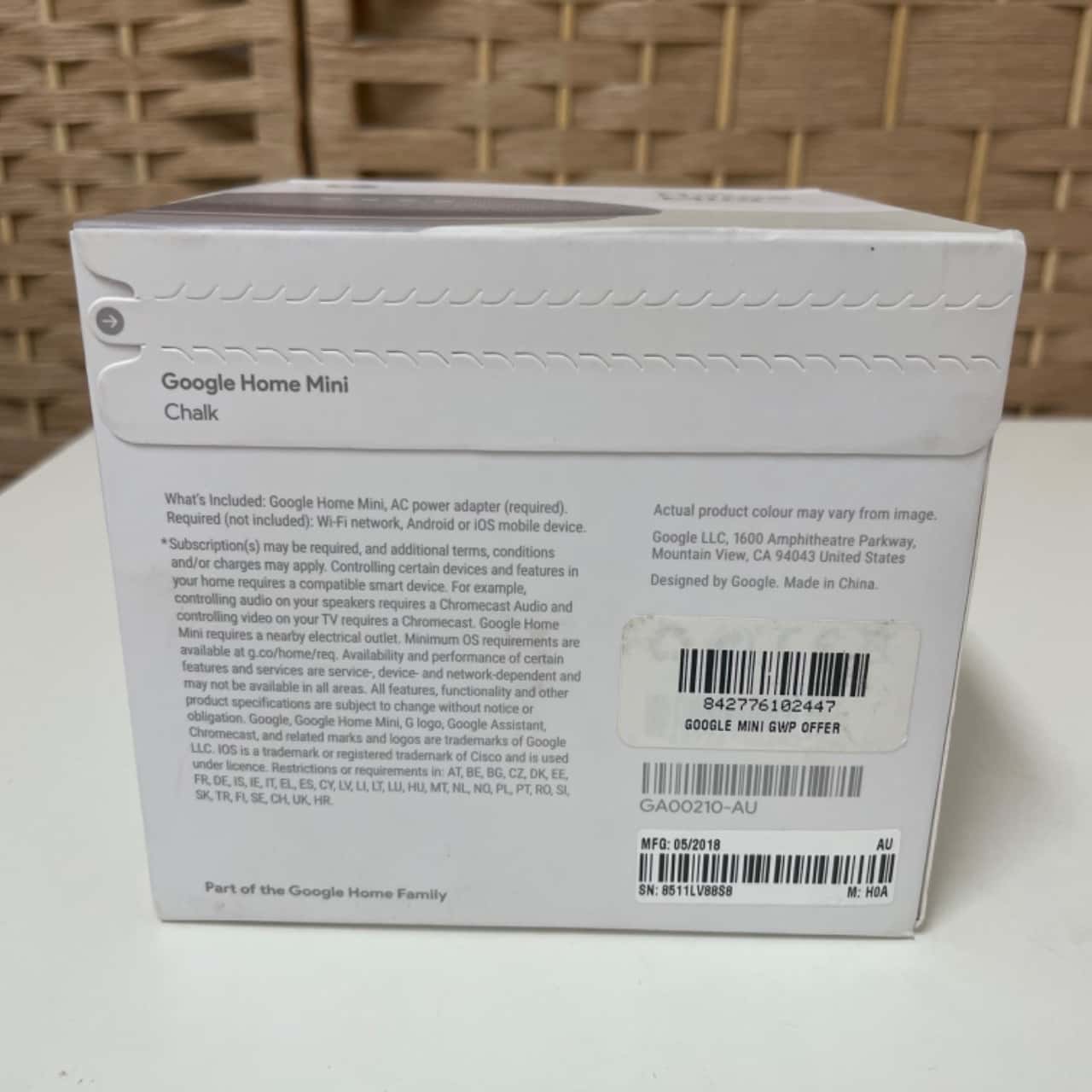 Google Home Mini, Chalk (White) Colour, Brand New in Box (s)