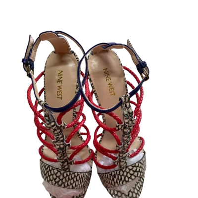 Nine West Womens Blue, Red & Multicoloured Heels Size 7.5 