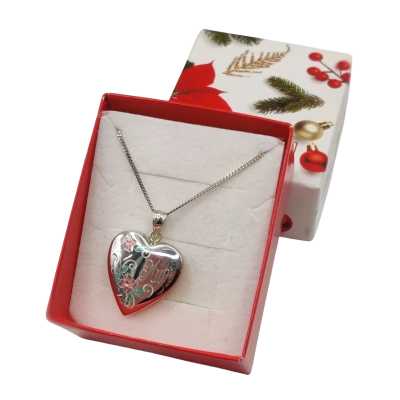 Gift For Mum - 42cm Silver 925 Chain & Heart Shaped Metal Locket Engraved "Mum" From Prouds Jewellers In Gift Box