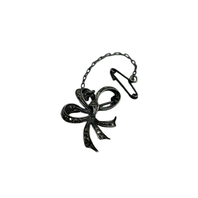 Marcasite Bow Brooch Sterling Silver