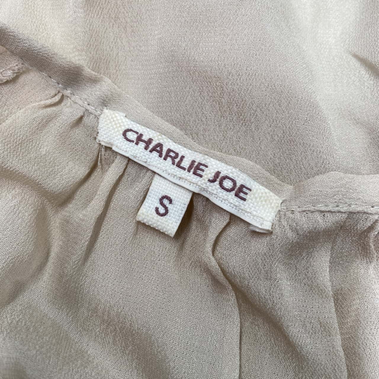Women’s Charlie Joe Size S Long Sleeve Sheer Beige Top