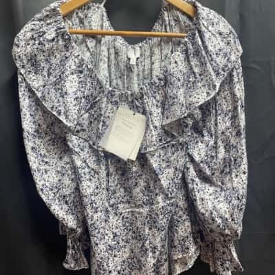 Witchery Womens Size 10 Bluebell Floral Off Shoulder Shirt