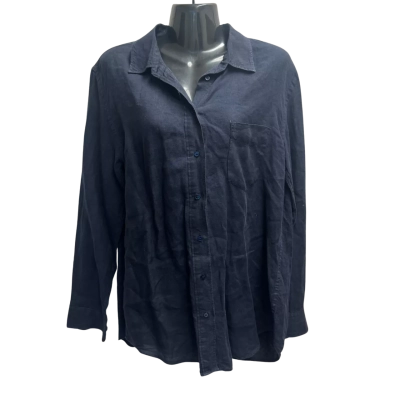 Country Road Womens  Size 10 Button Up Top / Long Sleeve Top Blue 