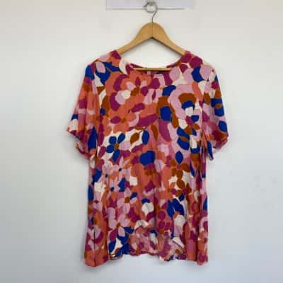 Mister Zimi Pink Floral Short Sleeve Mini Dress  Size 12 