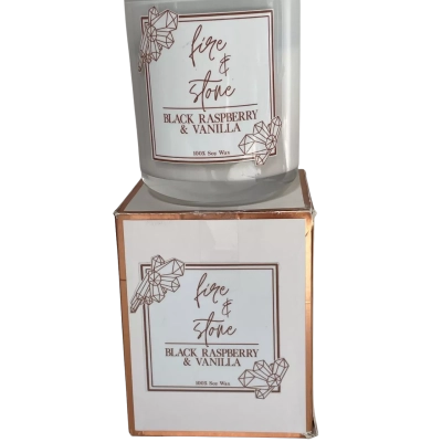 Fire & Stone Soy Candle. Black Raspberry & Vanilla 