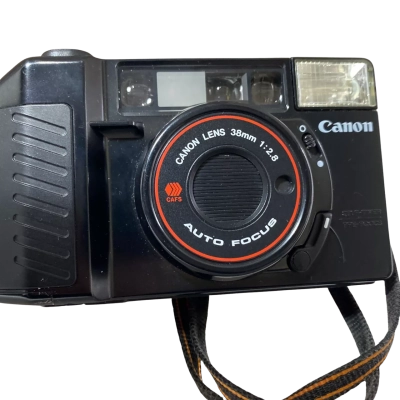 vintage Canon AF35M II / Autoboy 2 35mm point-and-shoot film camera featuring a 38mm f/2.8 autofocus lens