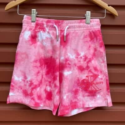 Calvin Klein Jeans Girls Size 8 Pink/White Tie Dye Shorts  