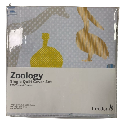 BNWT Freedom Zoology Single Quilt Cover Set