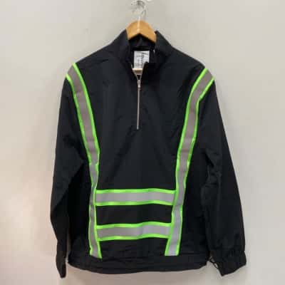  Mens Size M Collusion Pullover 1/4 Zip Windcheater Black  / Green 