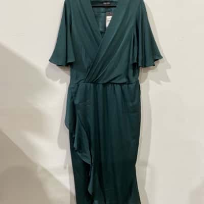 City Chic Dress Soft Ruffle Womens  Size S Green RRP$149.95