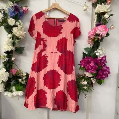 Mister Zimi Womens  Size 10 Mini Dress Floral / Orange / Red 