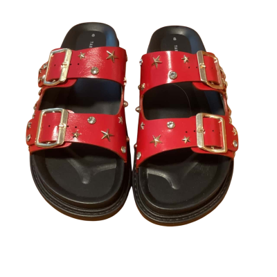 Target studded slides BNWOT  Size 8 Gold / Red / Silver 