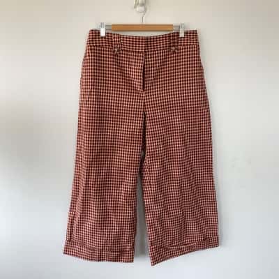 Cue Red Black Checked Pants  Size 14 