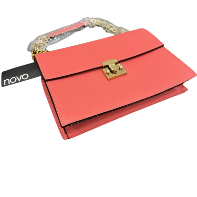 'Novo' Coral/Salmon Pink Structured Crossbody Bag with Gold Chain - Brand New with Tag