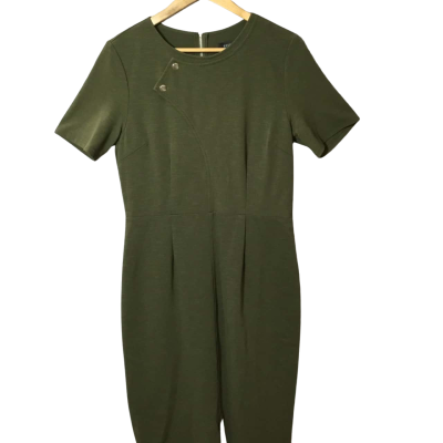Women’s Size 14 Dark Green Oxford Casual Midi Dress 