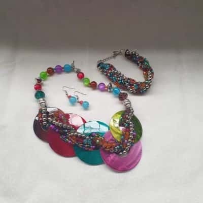  Gorgeous Multi-coloured Women's Costume Beaded Bracelet/Earrings & Necklace Combo Assorted Jewellery Pack