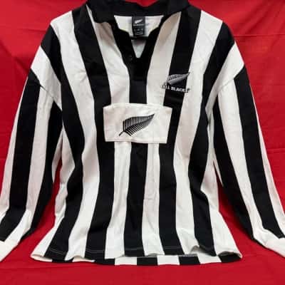 All Blacks Striped Long Sleeve Rugby Polo Shirt – Men’s XS