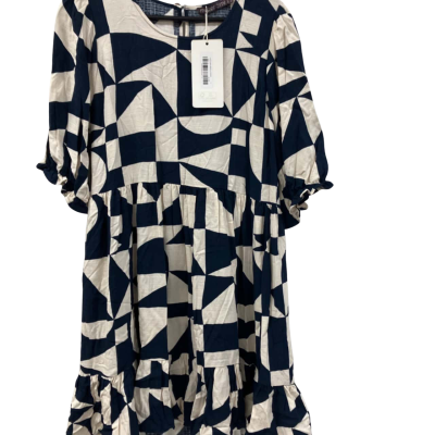 Mister Zimi Womens  Size 14 Midi Dress Blue / Navy Blue / White