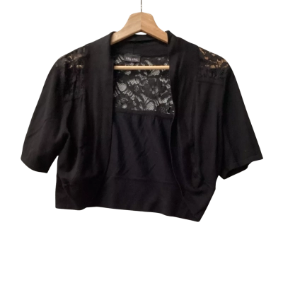 City Chic Womens  Size S Cropped lace Short-sleeve Cardigan Black  B