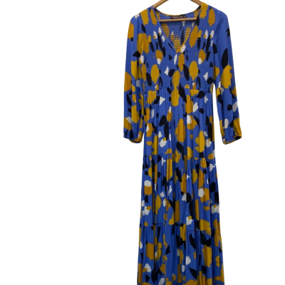 Mister Zimi Women's  Size 10 Blue Background / Floral Maxi Dress