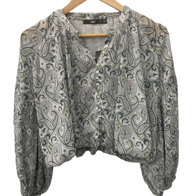Sportsgirl Womens  Size 10 Cropped Top / Long Sleeve Top Blue / Pattern 
