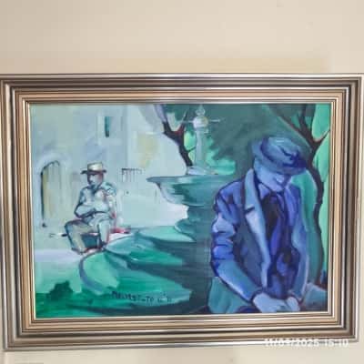 Framed Signed Artwork Painting Malvestuto 1971 Vintage 