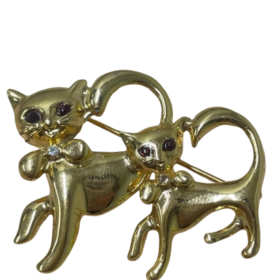 Vintage Twin Cats Brooch