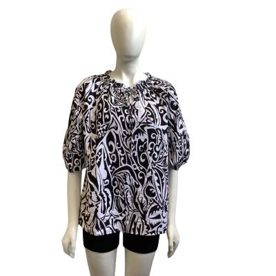 Brand New Noni B Womens  Size 14 Linen Blend Top Black/ White
