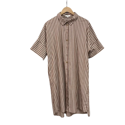 Yerse Womens  Size L Shirt Dress Brown / Striped 