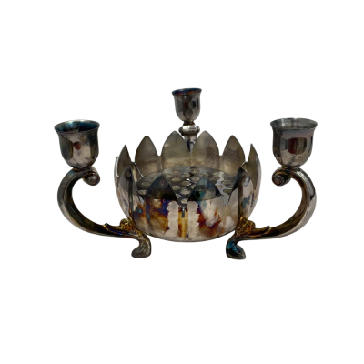Vintage Silver Plated Lotus Bowl Candelabra 