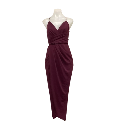 Forever New Beautiful Plum Draped Midi Formal Dress Size 8 Like-New