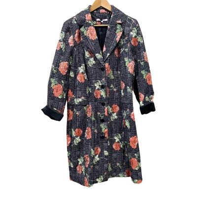 Review Black/White Rose Patterned Coat Size 16