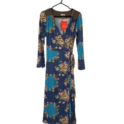 Leona Edmiston Womens  Size 1 Wrap Dress Blue / Floral / Multicoloured 