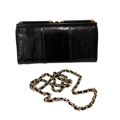 Black Ostrich Skin Purse by Pointer Gold Medal  Womens Clutch / Purse Black  