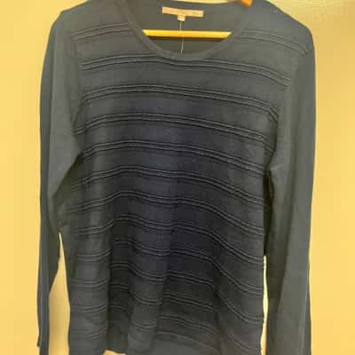 Noni B Women's Size L Long Sleeve Top Navy Blue 