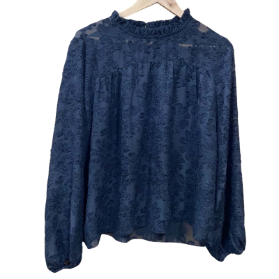 Decjuba Black Floral Patterned Sheer Blouse Size 14