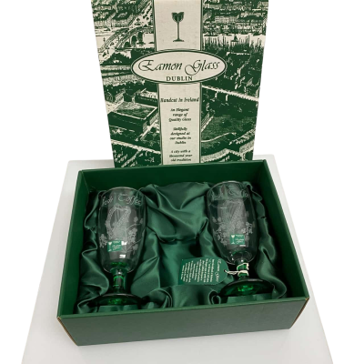 2 Vintage Eamon Irish Hand Etched Irish Coffee Glasses