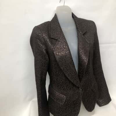 Scanlan Theodore Womens  Size 8 Cropped Jacket Brown 