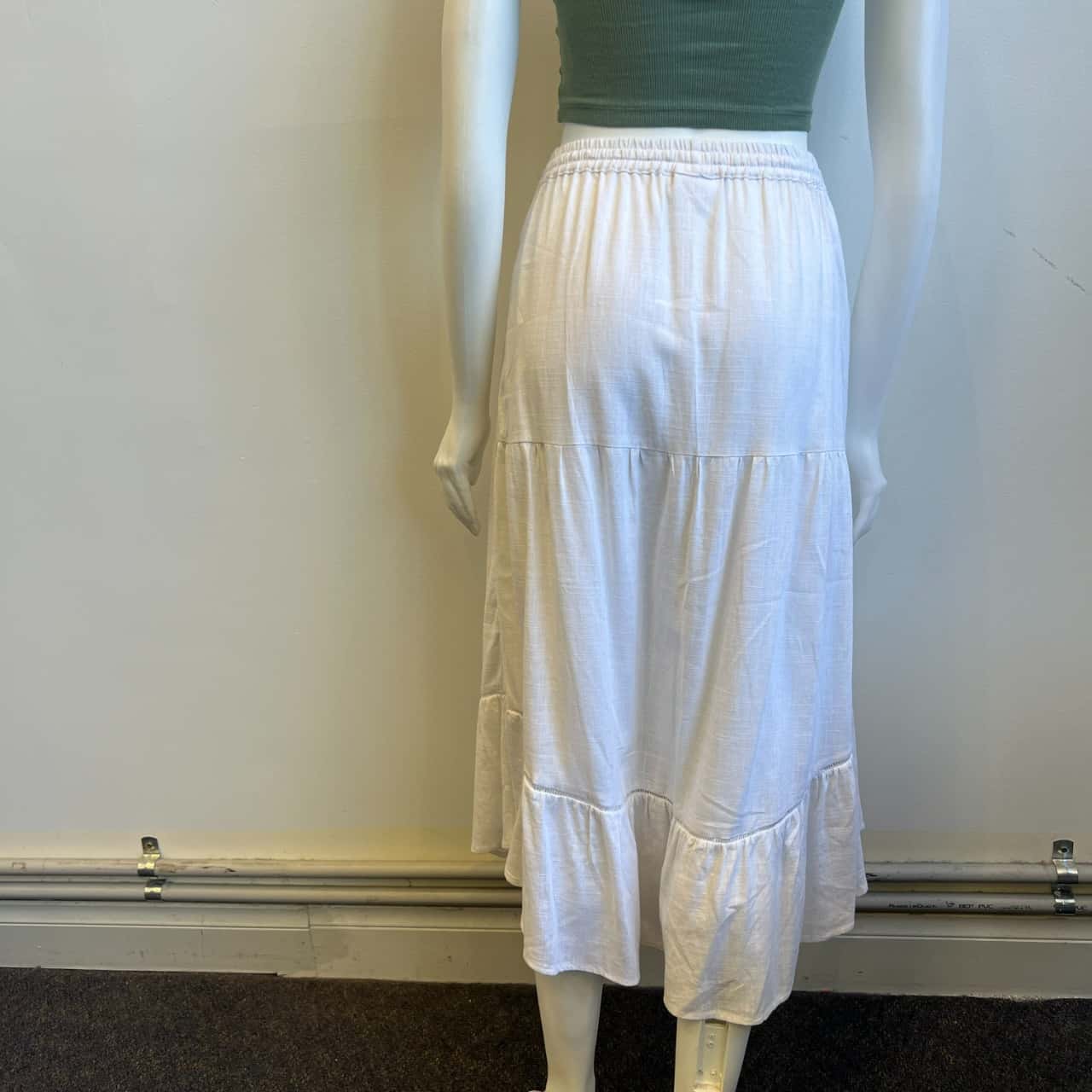 Jeanswest Womens Size 10 Linen Midi Skirt White (s)