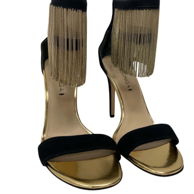 Via Spiga Womens Size 7 Heels Black / Gold Ankle Chains