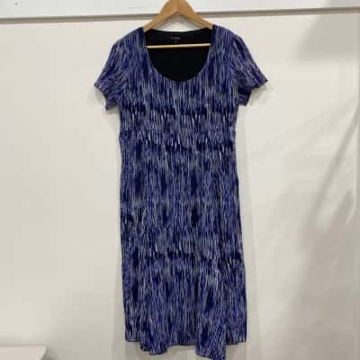 Liz Jordan Womens  Size M Short Sleeve Dress  Blue / White 