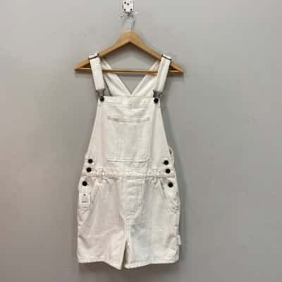 Cotton On Womens  Size 8 Short Overalls Off White 